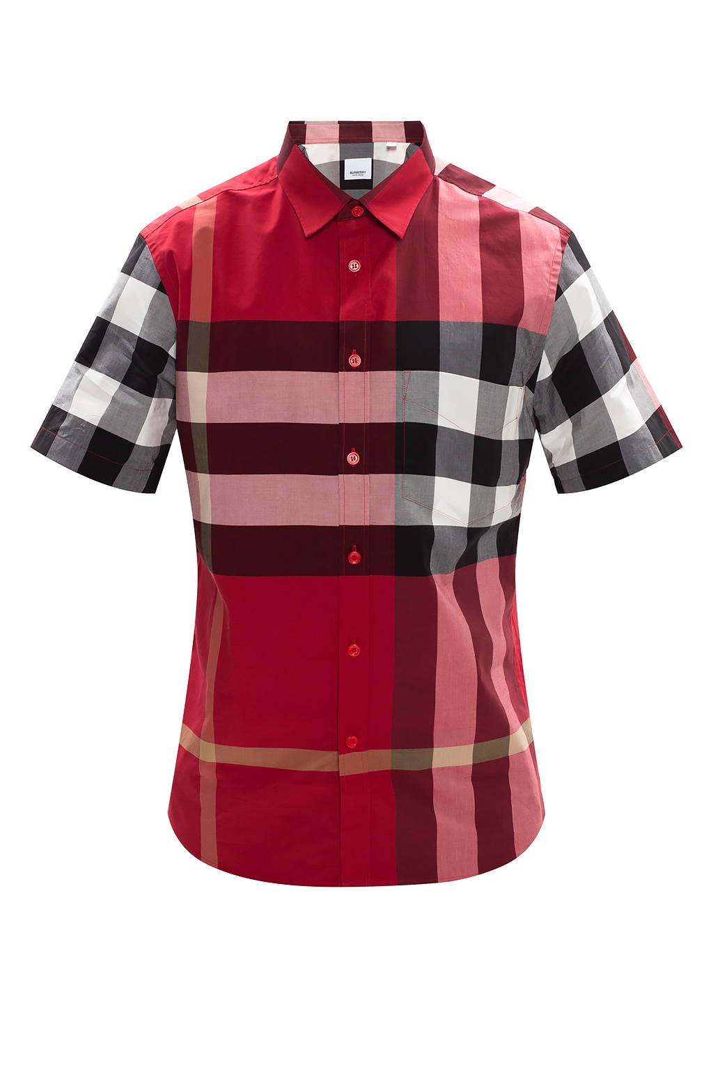 Red burberry shirt for sales men